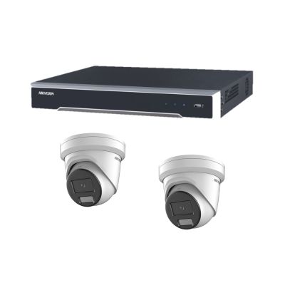 Hik 4 Channel ColorVu kit - cw 2 x 6MP Hybrid CVu Turrets