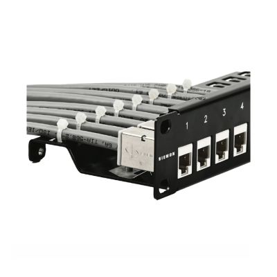 Siemon Copper Patch Panel Keystone 24 Open Flat 1U Black with Jacks